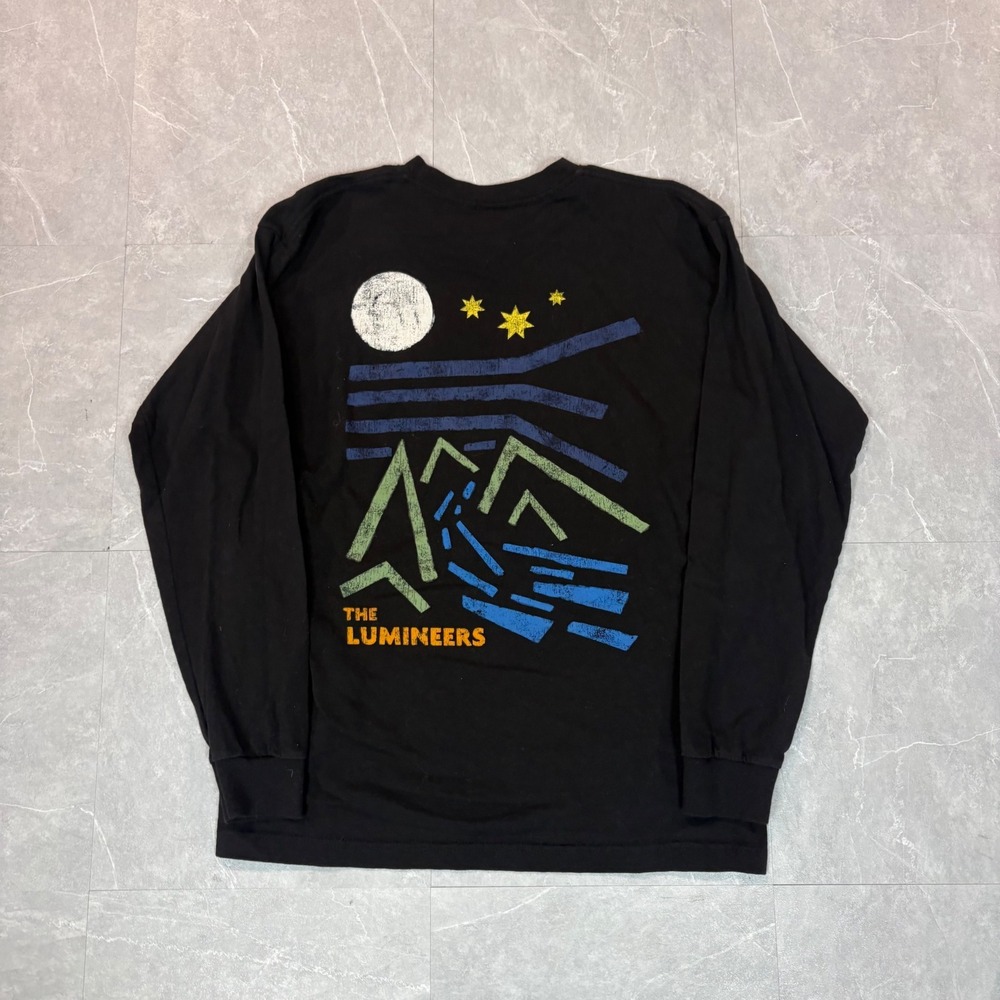The Lumineers Long Sleeve Band T-Shirt Mens Medium Black Bayside Made in USA Tee